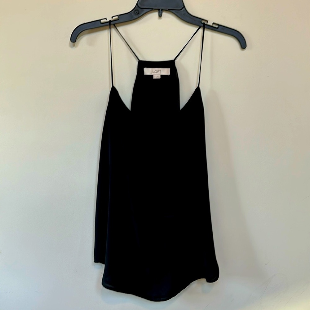 Racerback black tank in flowy fabric from Loft size M
